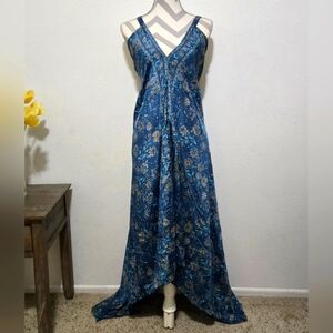 Jackpot Boho Maxi Dress Sharkbite Hem Sleeveless VNeck Size Small